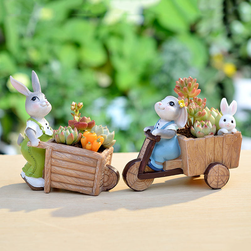 Fun Gardening Creative Cartoon Succulents Small Cute Rabbit Flower Pot Meat Combined Green Plants Home Decoration