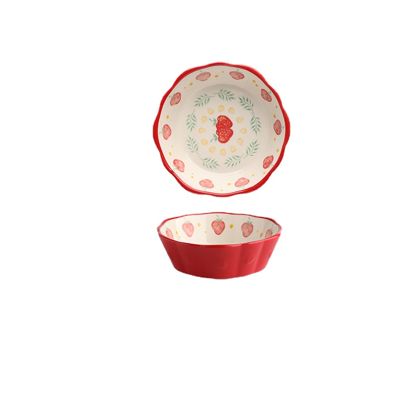 [Recommended] Wheatlife House Japanese Fruit Salad Bowl Cute Dessert Bowl Breakfast Bowl Household Ceramic Bowl