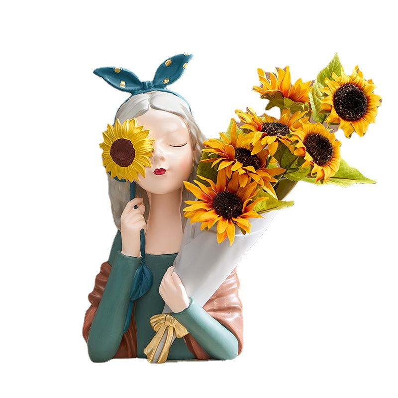 Nordic Girl Bouquet Light Luxury Internet Celebrity Decoration Creative Home Decoration Modern Living Room Desktop Vase Dried Flower Arrangement