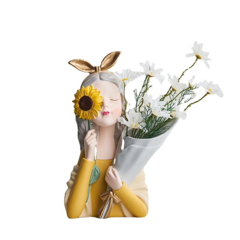 Nordic Girl Bouquet Light Luxury Internet Celebrity Decoration Creative Home Decoration Modern Living Room Desktop Vase Dried Flower Arrangement