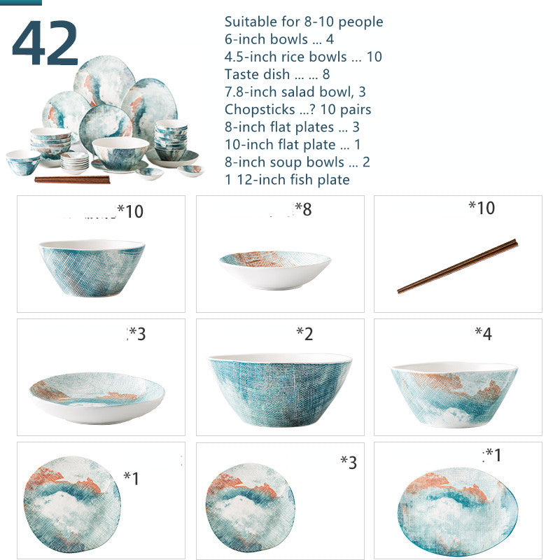 Bowl and dish set, Nordic ceramic tableware set, bowl and plate, new Chinese bowl and chopsticks with high appearance