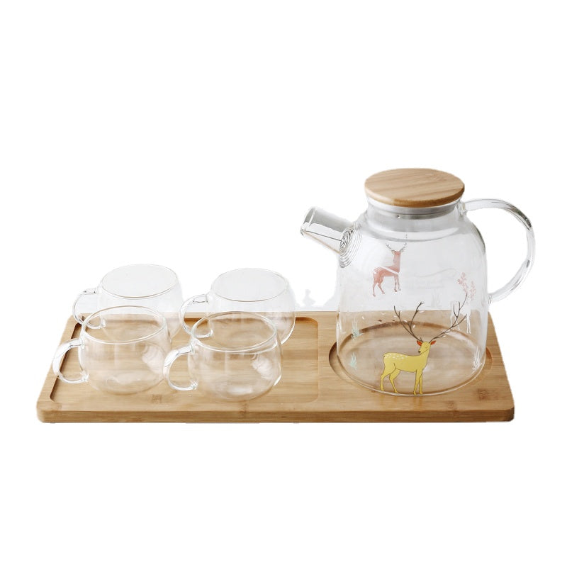 Japanese Style Heat-Resistant High-Temperature Glass Cold Water Pot Set Large Capacity Household Teapot Cool Boiled Water Jug Pack Water Bottle