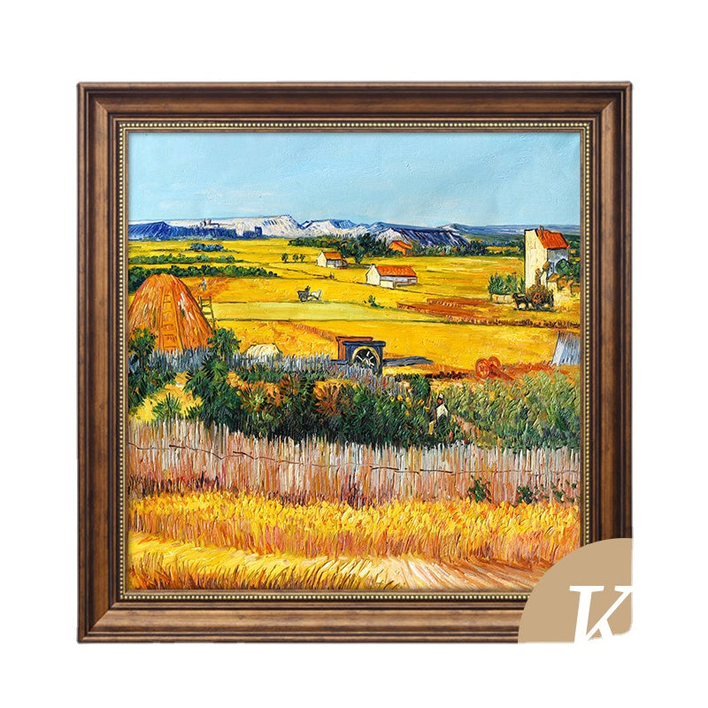 Pure hand painted American oil painting Van Gogh harvest landscape mural entrance restaurant decoration painting