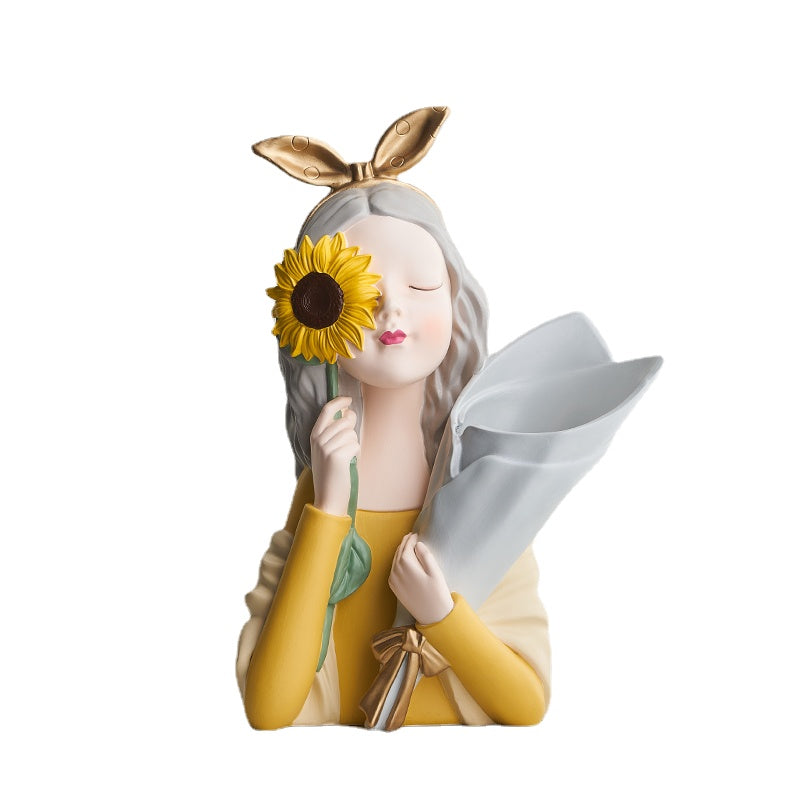 Nordic Girl Bouquet Light Luxury Internet Celebrity Decoration Creative Home Decoration Modern Living Room Desktop Vase Dried Flower Arrangement