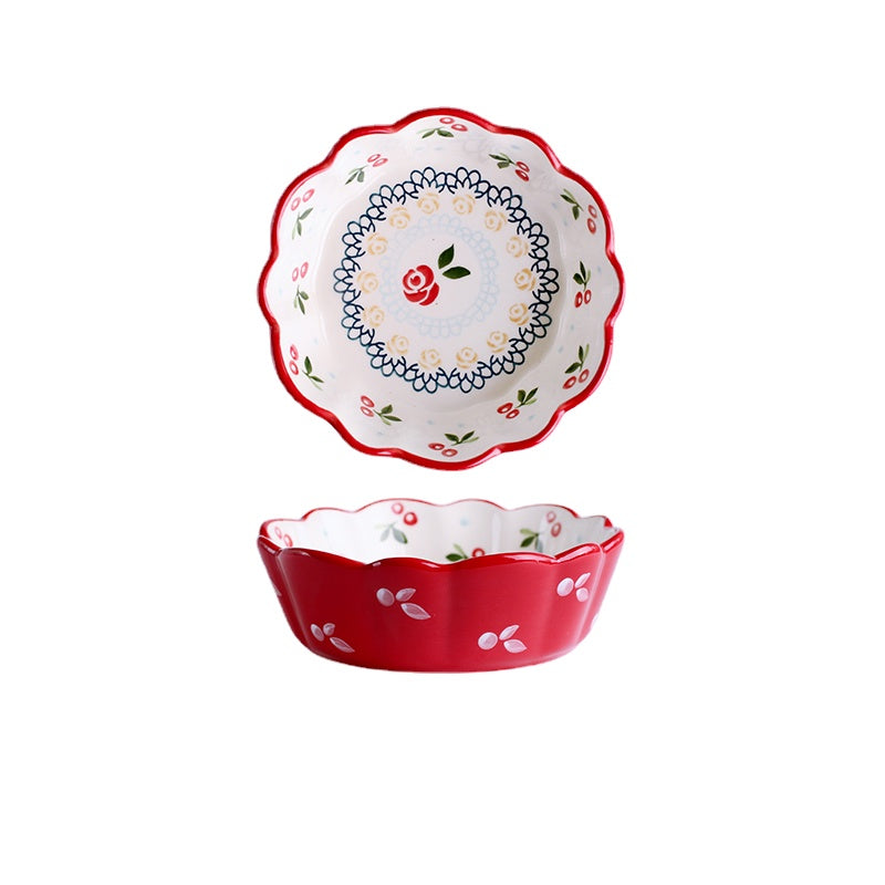 [Recommended] Wheatlife House Japanese Fruit Salad Bowl Cute Dessert Bowl Breakfast Bowl Household Ceramic Bowl