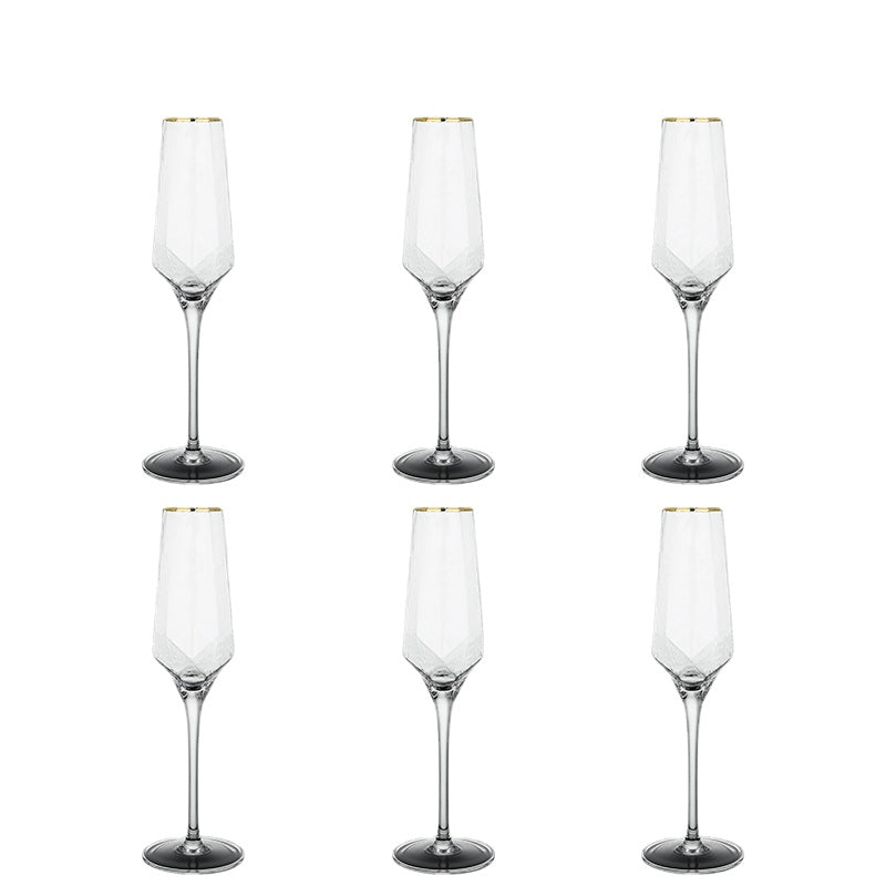 Wine Glass Hammered Golden Edge Diamond-Shaped Champagne Glass Lead-Free Glass Cup European Retro Goblet Wine Glass