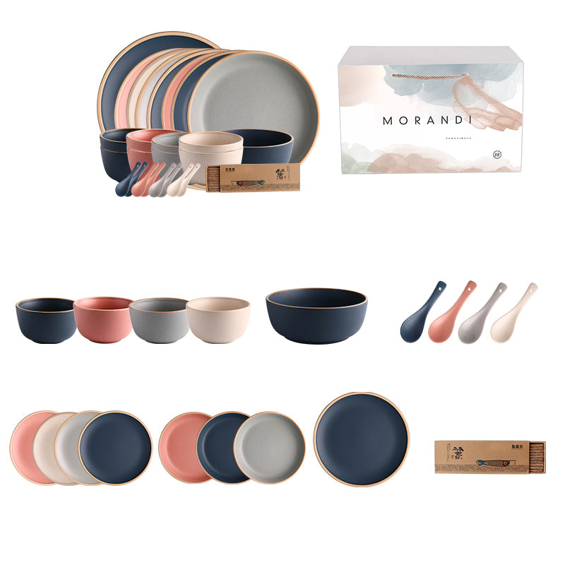 Wheatlife House Morandi Nordic Bowl Dish Tableware Set of Dishes and Bowls Creative Household Combination Internet Celebrity Ins Bowl and Chopsticks Set