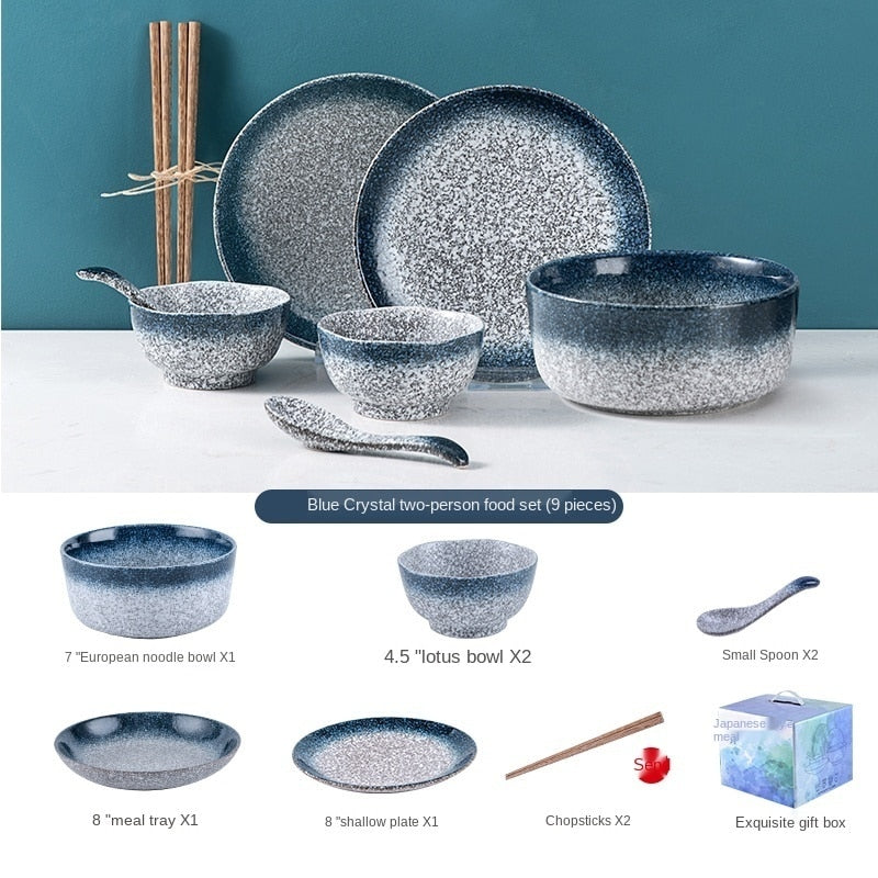 Japanese-Style Bowl Plate Set Gift Box Household Light Luxury Modern Combination Beautiful Ceramic Bowl and Dish Set Gift Housewarming Tableware