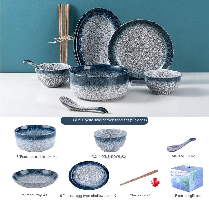 Japanese-Style Bowl Plate Set Gift Box Household Light Luxury Modern Combination Beautiful Ceramic Bowl and Dish Set Gift Housewarming Tableware