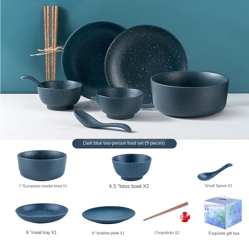 Japanese-Style Bowl Plate Set Gift Box Household Light Luxury Modern Combination Beautiful Ceramic Bowl and Dish Set Gift Housewarming Tableware