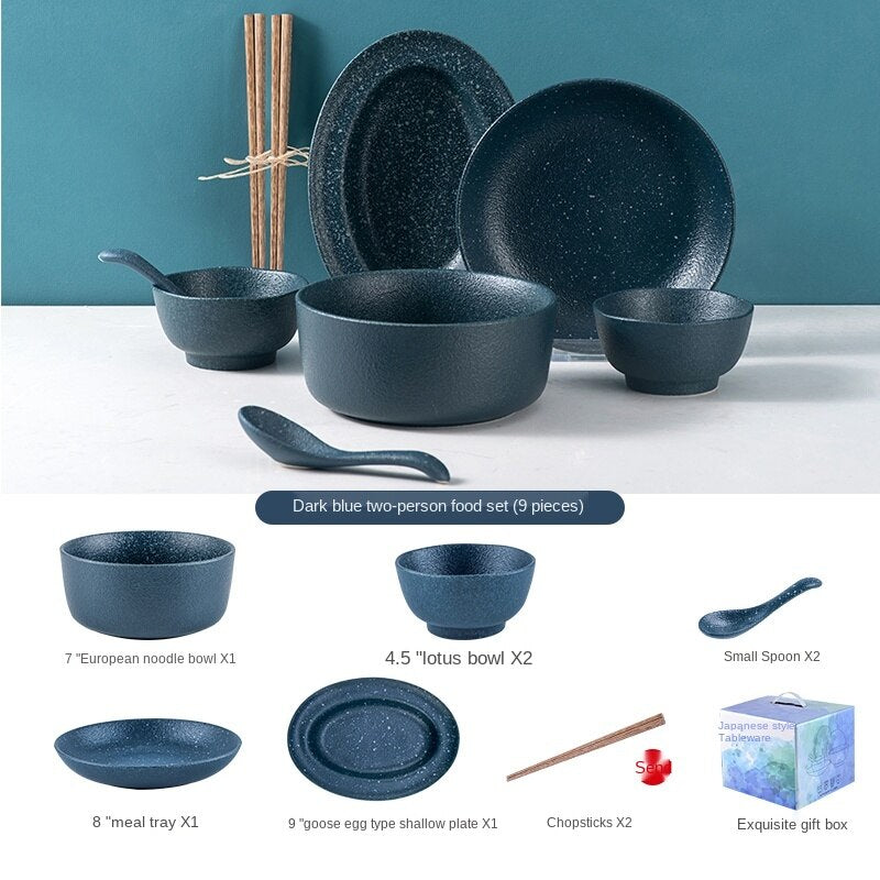 Japanese-Style Bowl Plate Set Gift Box Household Light Luxury Modern Combination Beautiful Ceramic Bowl and Dish Set Gift Housewarming Tableware