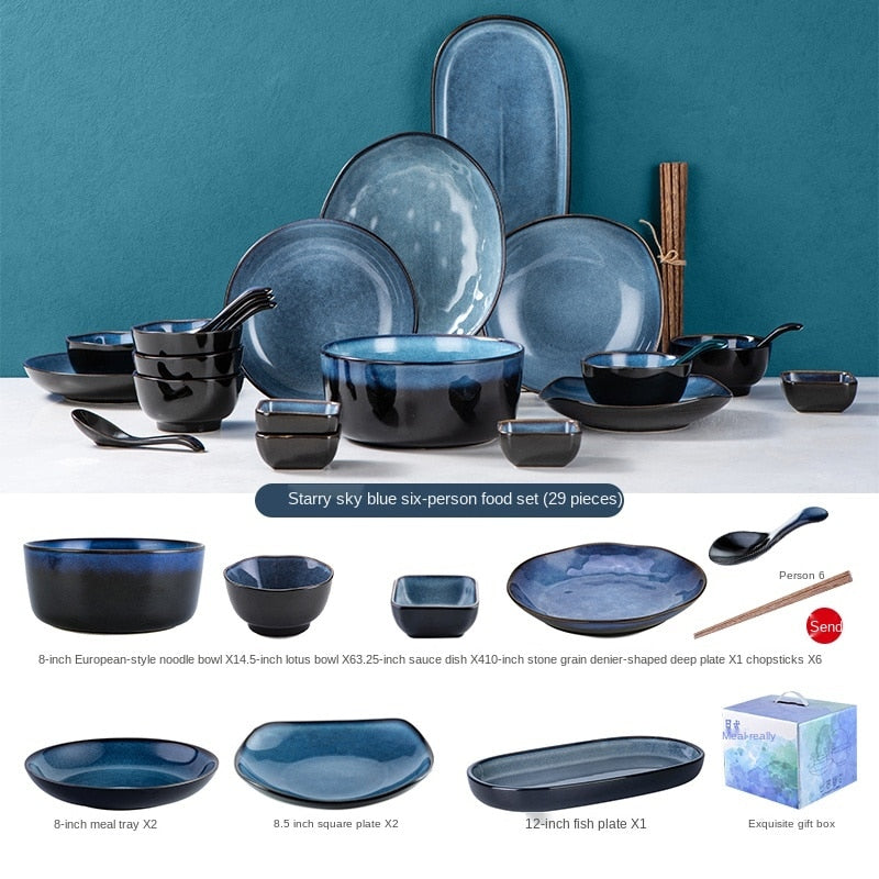 Japanese-Style Bowl Plate Set Gift Box Household Light Luxury Modern Combination Beautiful Ceramic Bowl and Dish Set Gift Housewarming Tableware