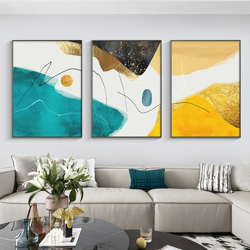 Abstract Geometric Living Room Triple Decorative Painting Modern Simple and Light Luxury Sofa Background Wall Restaurant Wallpaper Nordic Paintings