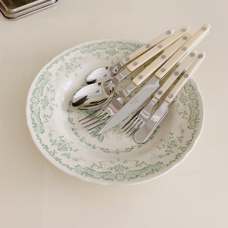 [Yuruui Designer] in Stock! Official Authorization! French Sabre Paris Milky White Knife and Fork Tableware