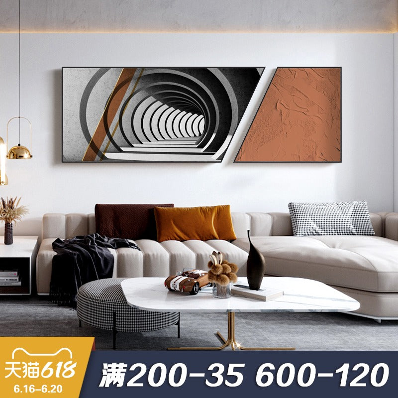 Urban Melody Modern Minimalist Living Room Decorative Painting Sofa Background Wall Double Combination Hanging Painting Architectural Mural