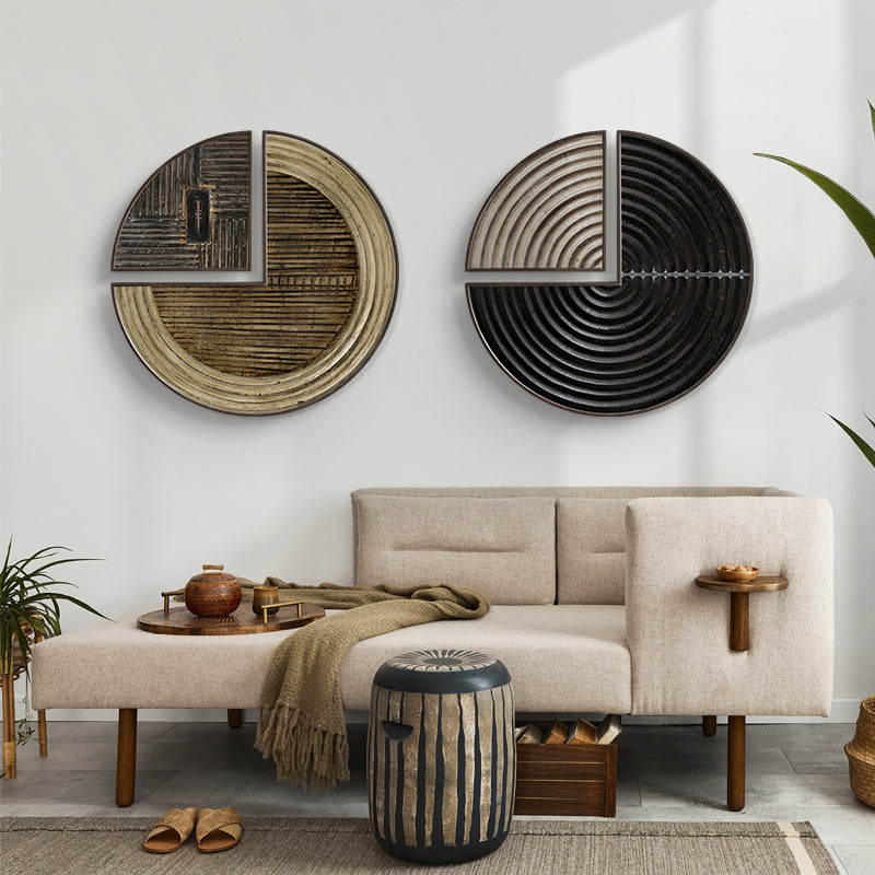 Switching Cycle Modern Simple Decorative Painting Restaurant Ideas Circular Hanging Painting Abstract Living Room Entrance Wall Painting Brown