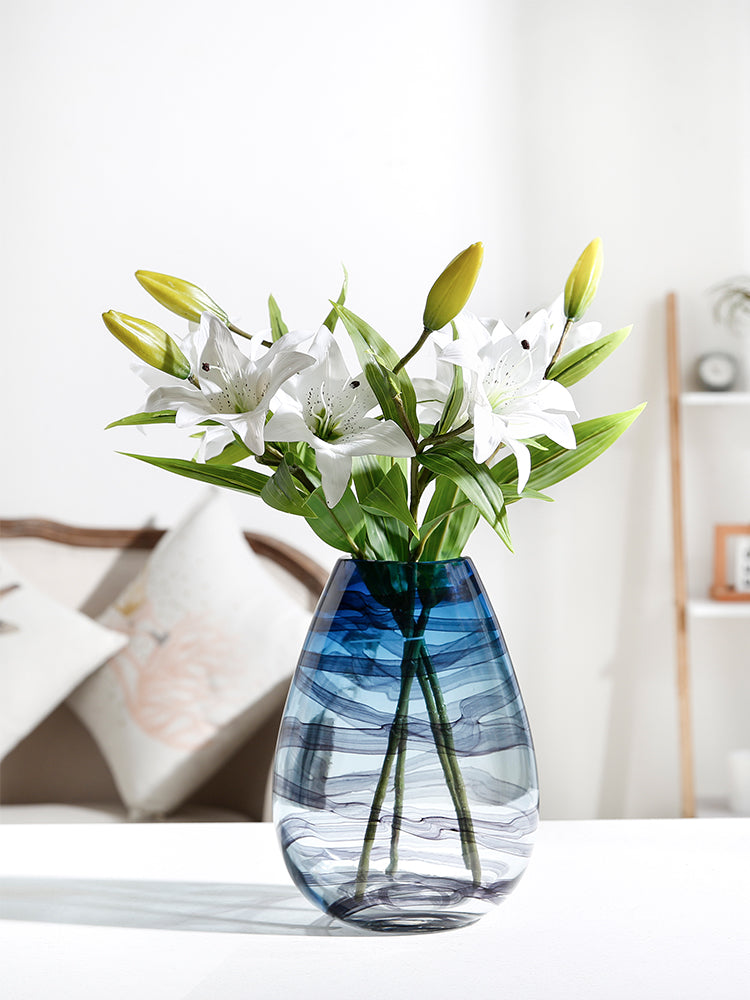 Modern Creative Ink Pattern Glass Vase Decoration Flowers Flower Device Living Room Sample Room Decoration Hydroponic Flower Bottle