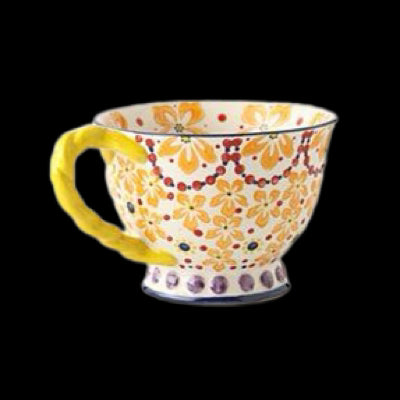 Exported to USA A * N Hand Painted Ethnic Style Ceramic Mug/Flower Goblet/Milk Oatmeal Cup Breakfast Cup