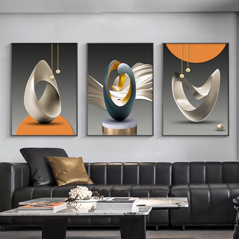 Abstract Geometric Living Room Triple Decorative Painting Modern Simple and Light Luxury Sofa Background Wall Restaurant Wallpaper Nordic Paintings