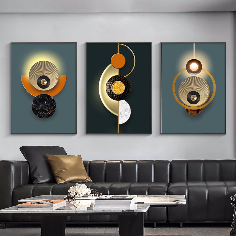 Abstract Geometric Living Room Triple Decorative Painting Modern Simple and Light Luxury Sofa Background Wall Restaurant Wallpaper Nordic Paintings