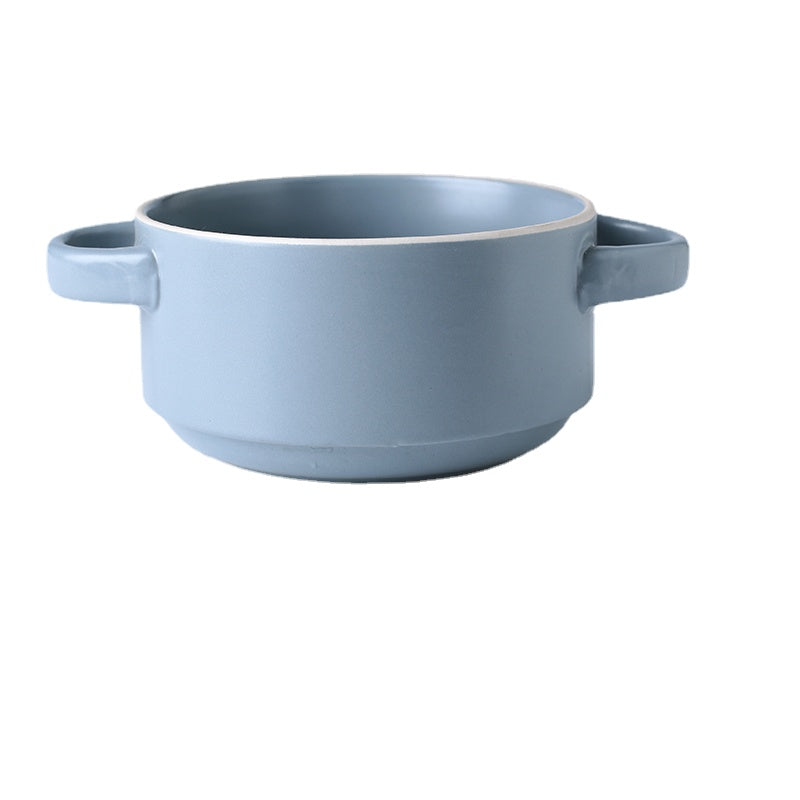 Slightly Flaw Nordic Style Ceramic Binaural Size Soup Bowl Cute Household Tableware Salad Fruit Bowl Noodle Bowl Porringer Single