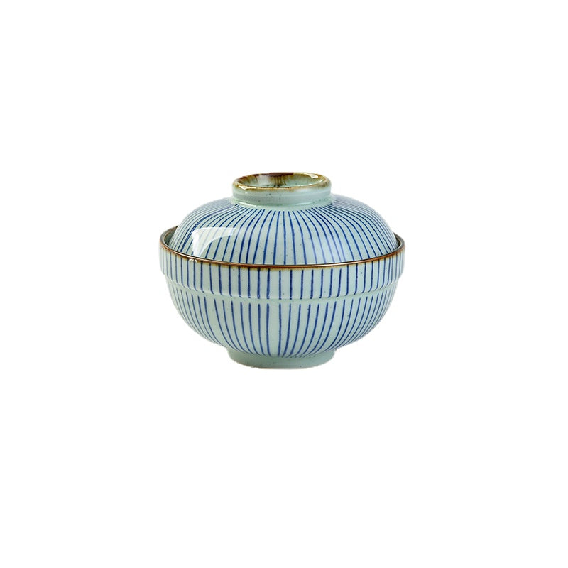 Sanfenshao Japanese and Korean Creative Hotel Household Tableware Steamed Egg Bowl Egg Cup Bowl with Lid Tureen Hand Painted Ceramics Wholesale