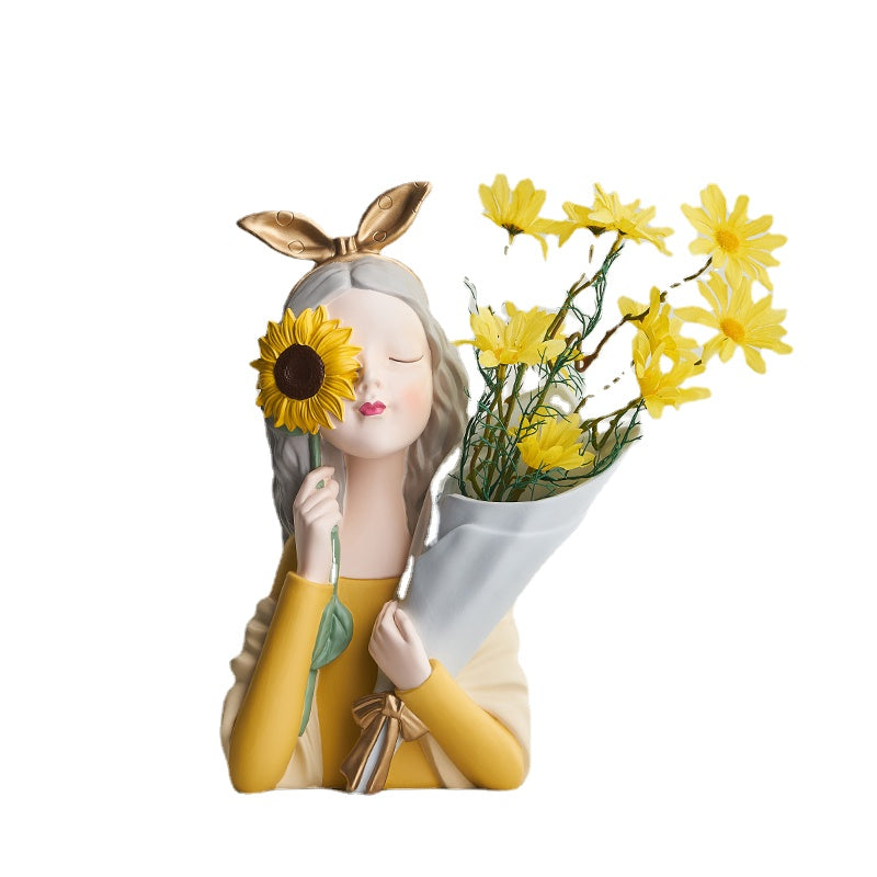 Nordic Girl Bouquet Light Luxury Internet Celebrity Decoration Creative Home Decoration Modern Living Room Desktop Vase Dried Flower Arrangement