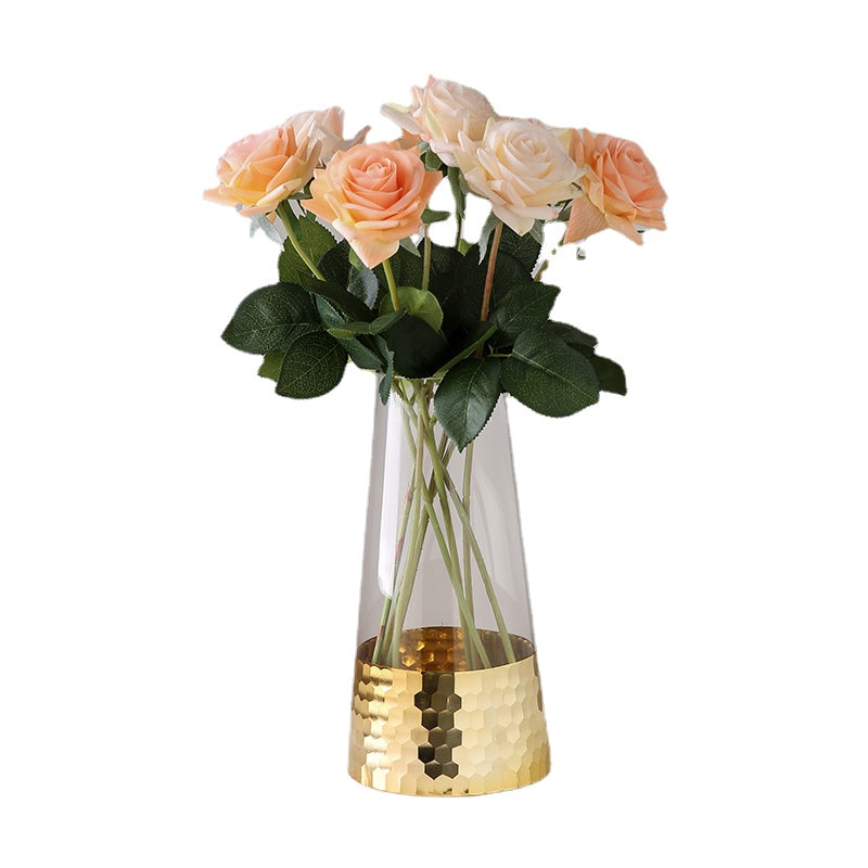 Nordic Transparent Glass Vase Decoration Simple Creative and Slightly Luxury Living Room Hydroponic Flowers Dining Table with Flower Arrangement Dried Flower Decoration